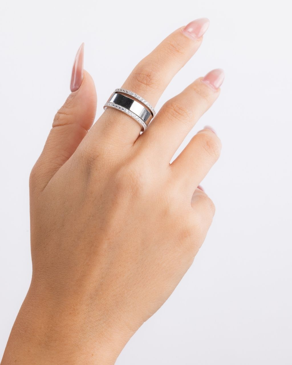 Smart Ring CZ Band Set of 2