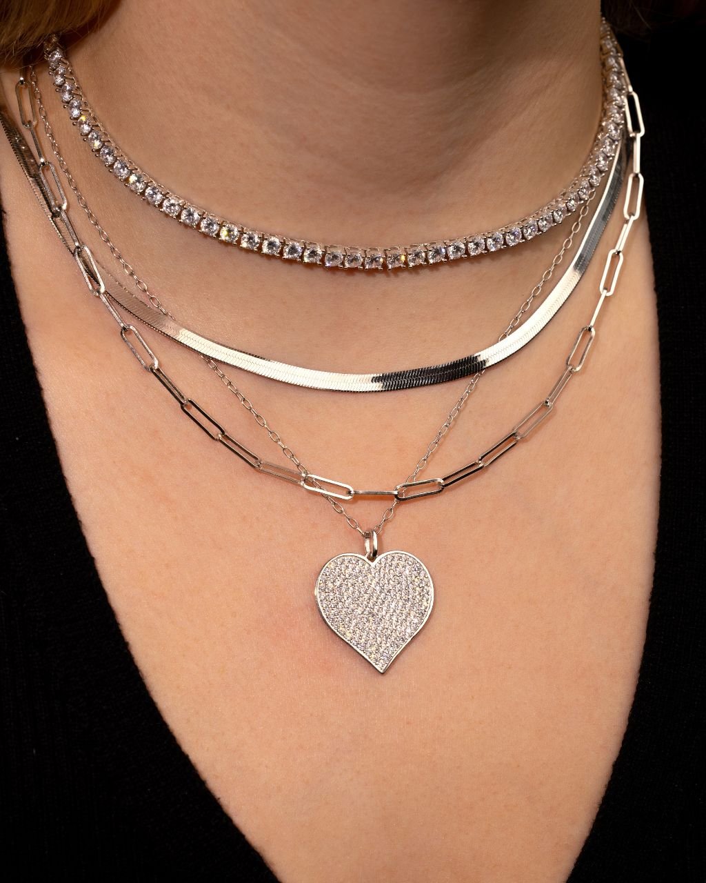 Sterling Silver CZ Statement Heart Pendant - Sterling Forever