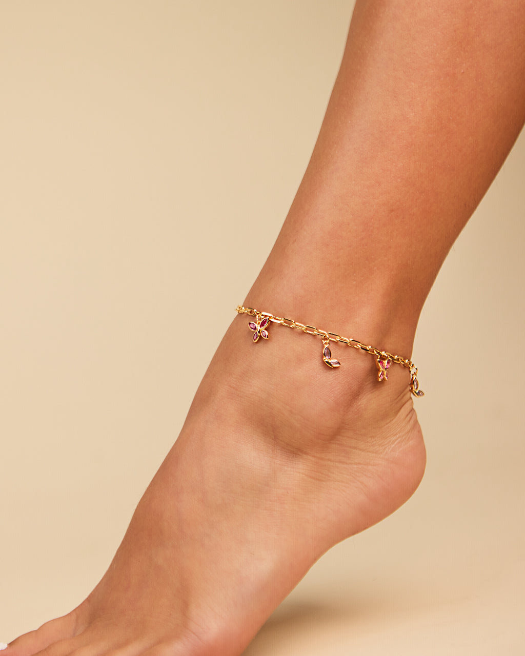 Caria CZ Butterfly Anklet