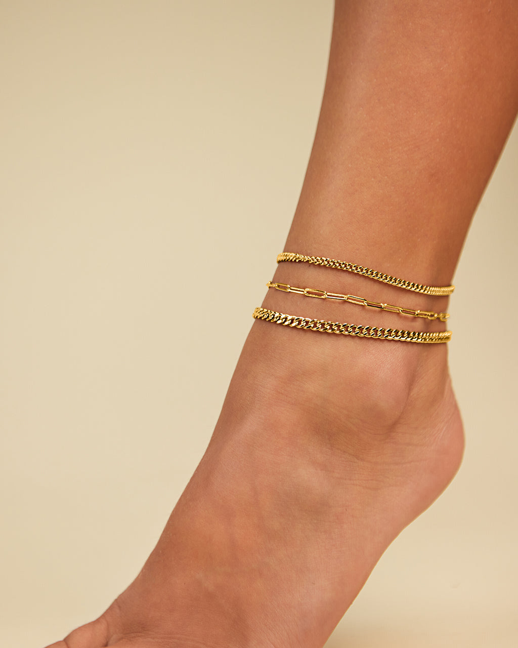Three Row Chain Anklet Set