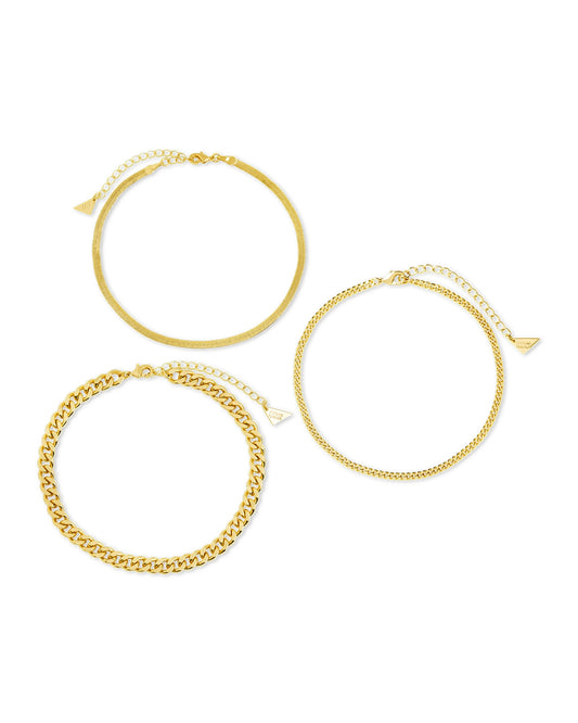 Adalina Three Chain Anklet Set