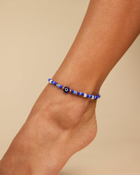 Sibyl Evil Eye Charm & Pearl Anklet - Sterling Forever