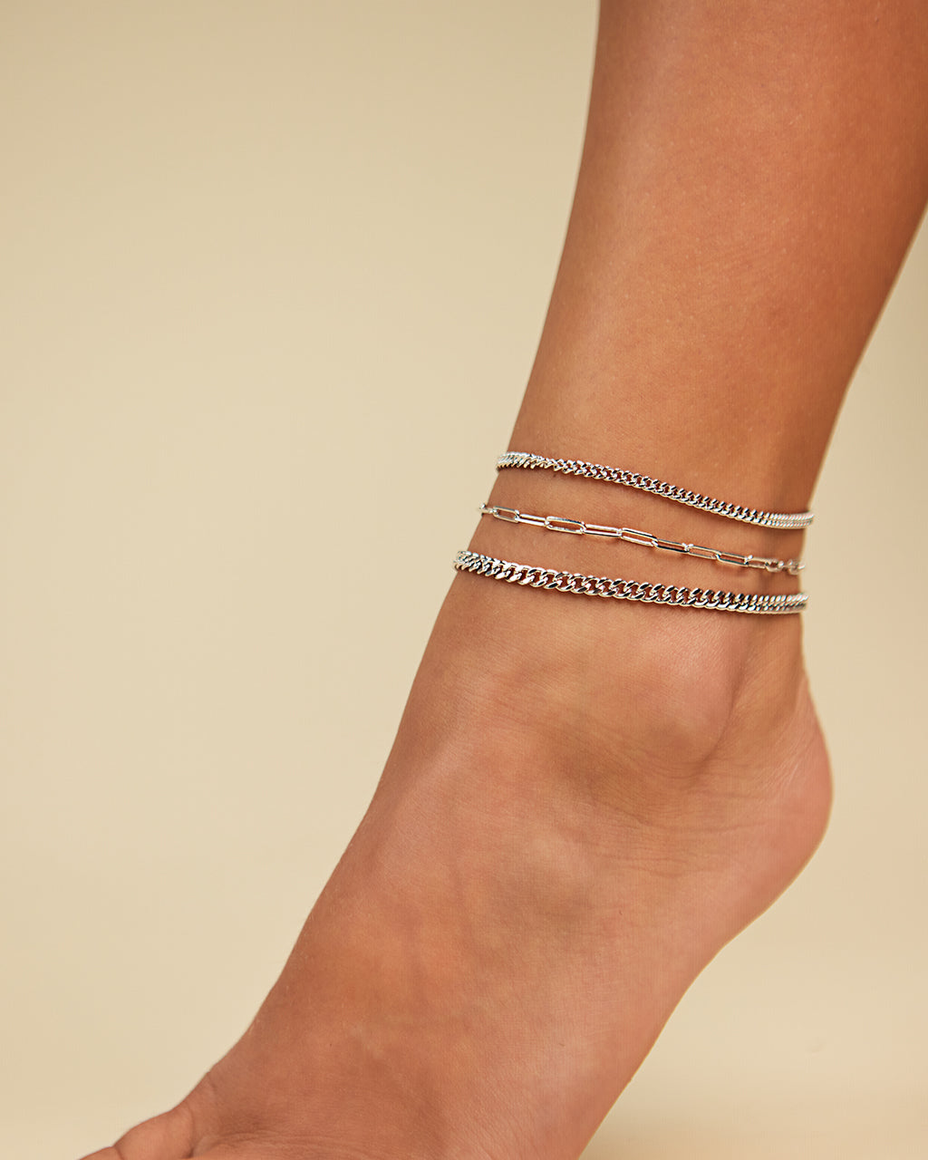 Three Row Chain Anklet Set
