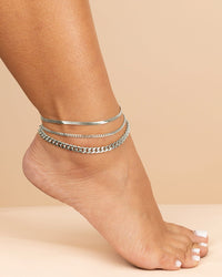 Adalina Three Chain Anklet Set - Sterling Forever