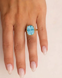 Sterling Silver Elongated Cushion Aquamarine CZ Cocktail Ring - Sterling Forever