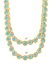 Helene Bezel Aquamarine CZ Tennis Necklace