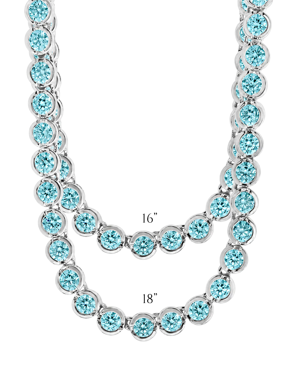Helene Bezel Aquamarine CZ Tennis Necklace