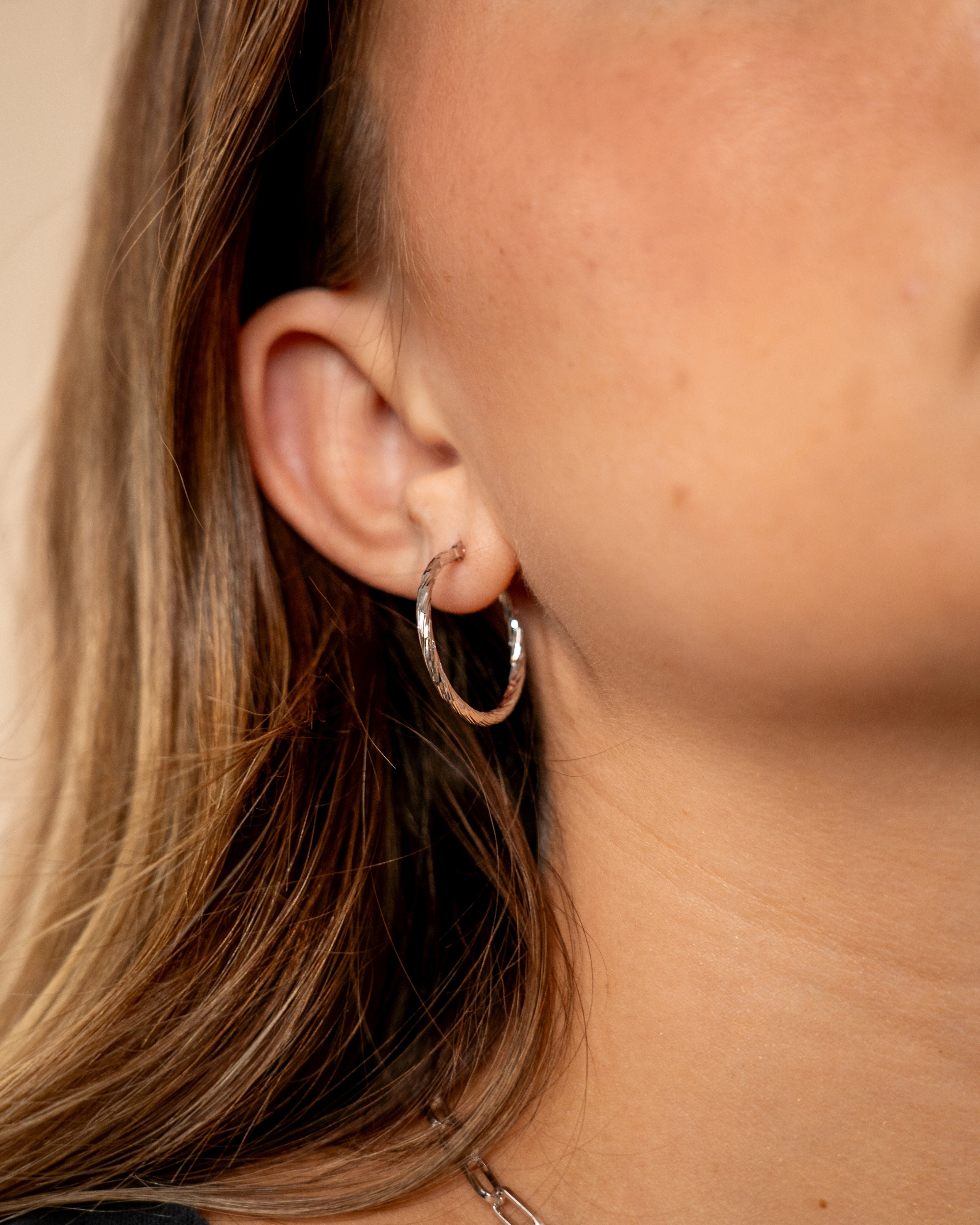 Sterling Silver Anita Textured Hoop Earrings Earring Sterling Forever 