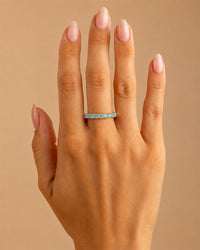 Sterling Silver Gracie Aquamarine CZ Eternity Ring