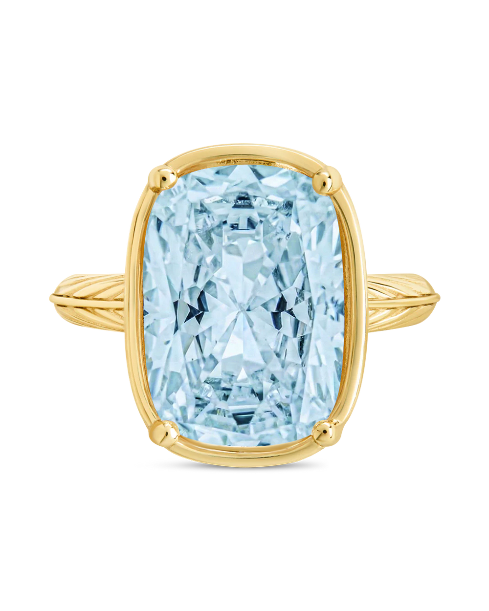 Sterling Silver Elongated Cushion Aquamarine CZ Cocktail Ring