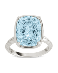 Sterling Silver Elongated Cushion Aquamarine CZ Cocktail Ring - Sterling Forever