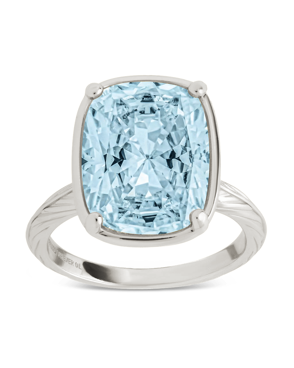 Sterling Silver Elongated Cushion Aquamarine CZ Cocktail Ring - Sterling Forever