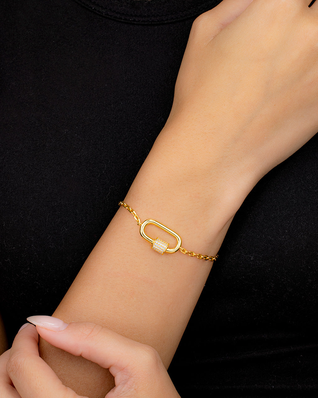 CZ Carabiner Bolo Bracelet