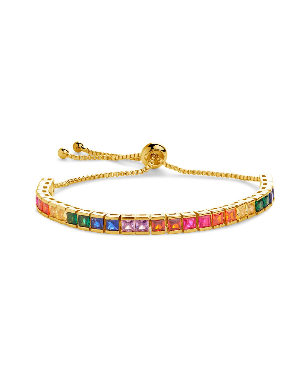 Rainbow CZ Tennis Bolo Bracelet Bracelet Sterling Forever Gold 
