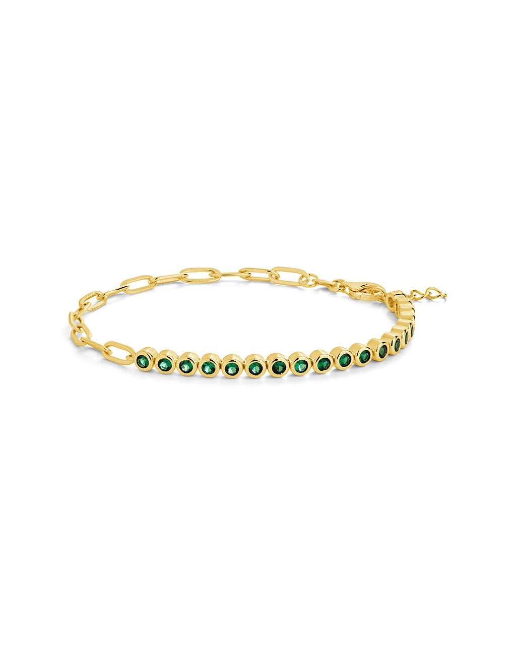 Emerald CZ Tennis & Chain Bracelet - Sterling Forever