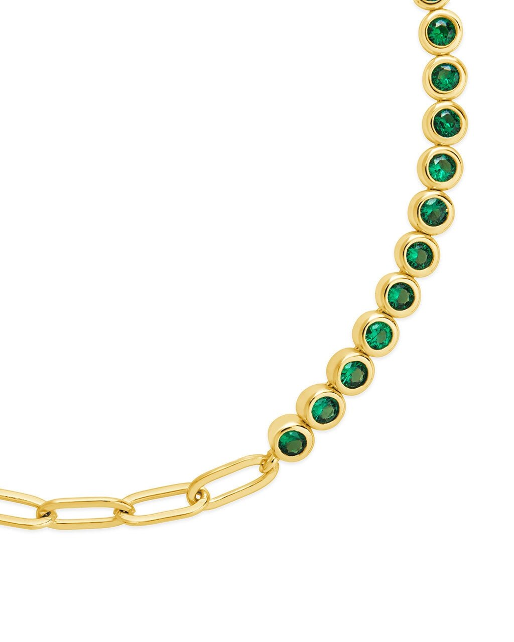 Emerald CZ Tennis & Chain Bracelet - Sterling Forever