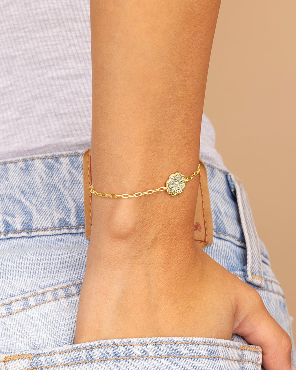 Raemy CZ Rose Petal Station Bracelet - Sterling Forever