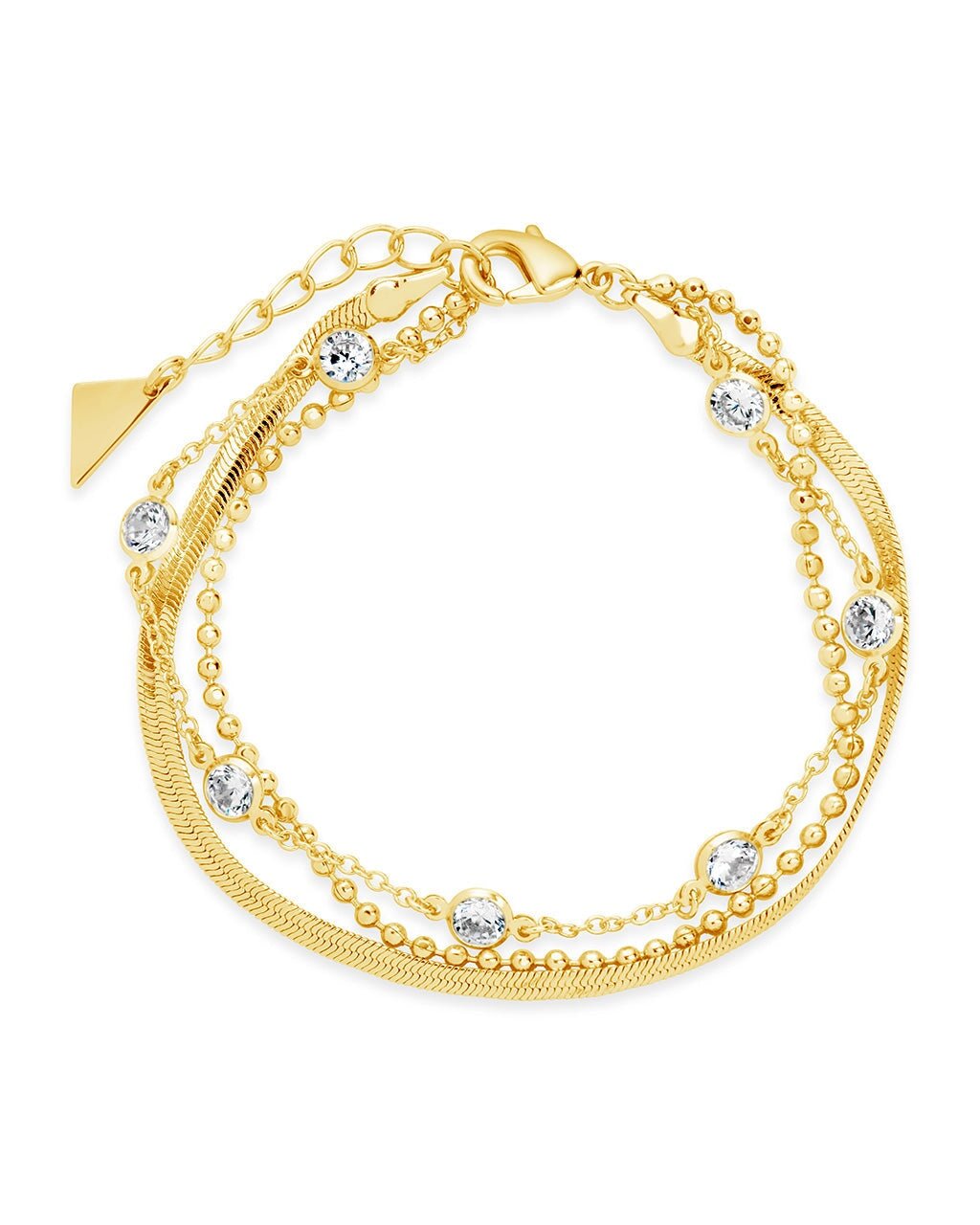 Paisley CZ & Layered Chain Bracelet - Sterling Forever