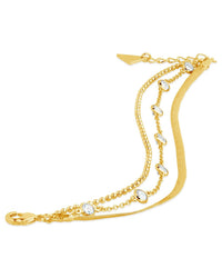 Paisley CZ & Layered Chain Bracelet - Sterling Forever