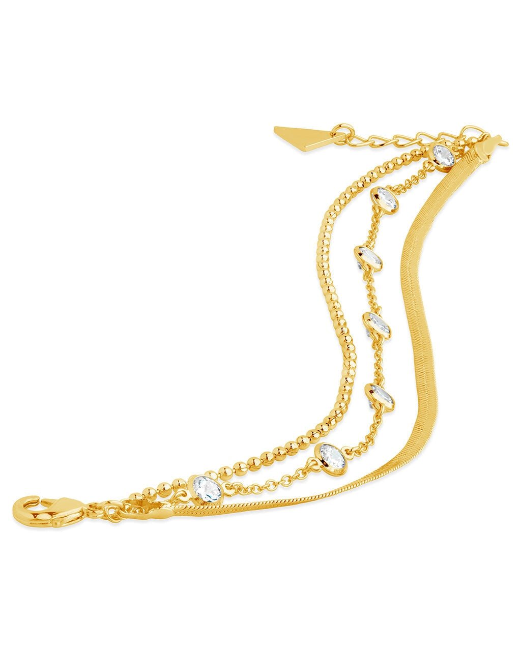 Paisley CZ & Layered Chain Bracelet - Sterling Forever