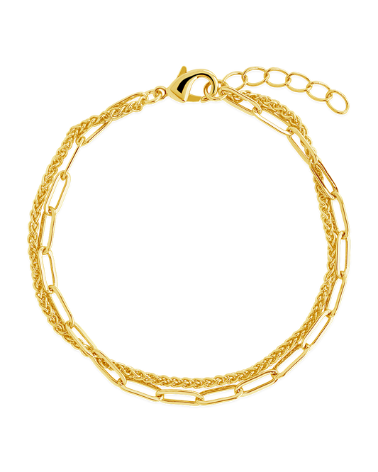 Emery Layered Paperclip & Curb Chain Bracelet