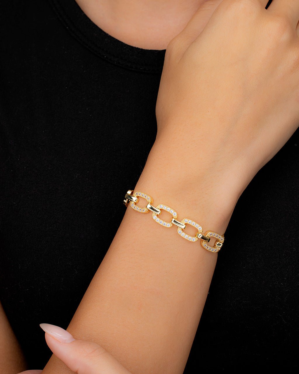 Fiona CZ Statement Chain Link Bracelet - Sterling Forever