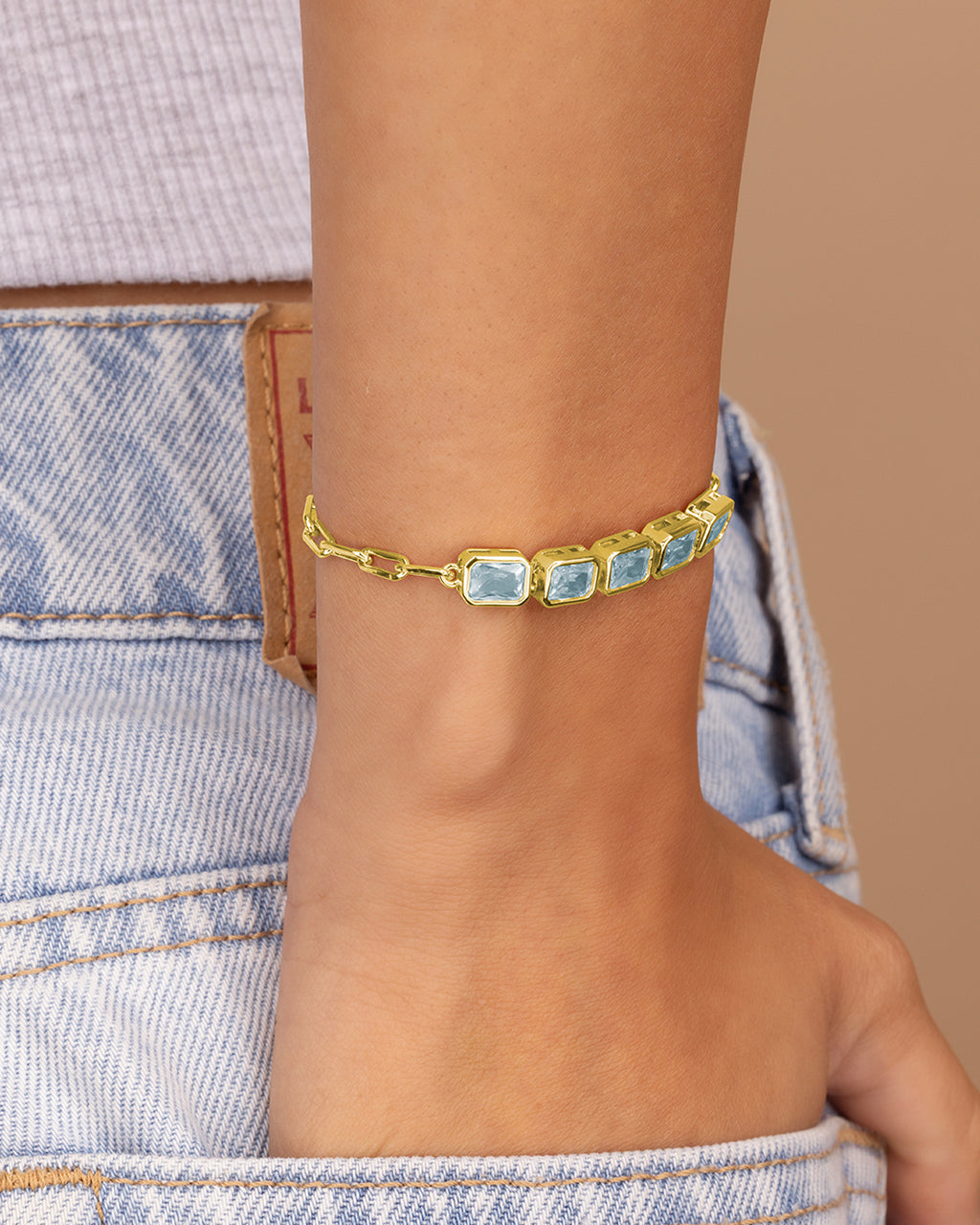 Nyssa Bezel CZ Station Bracelet