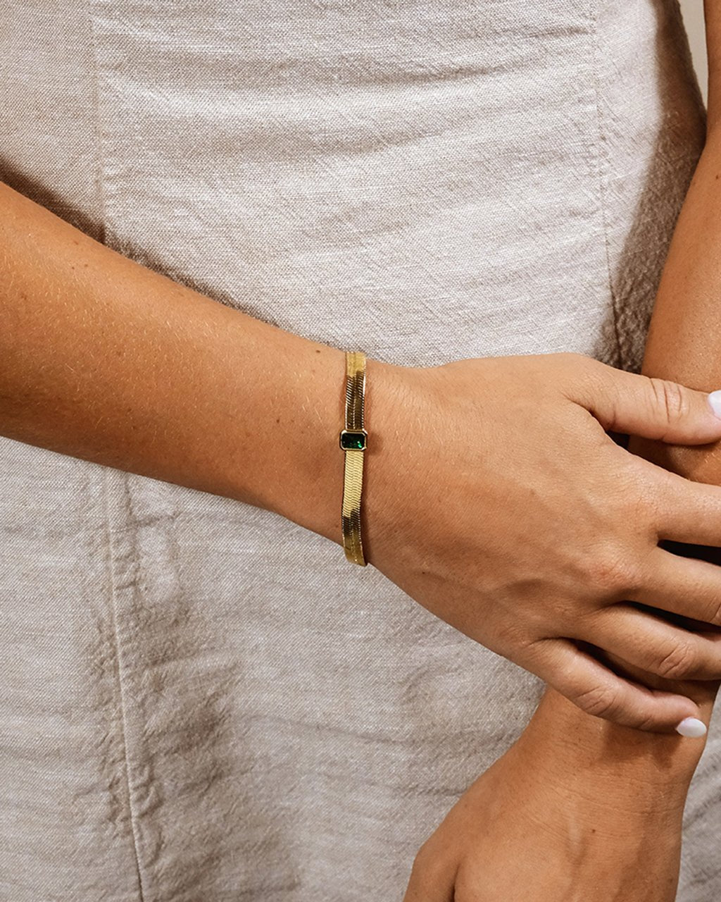 Calder Station CZ Herringbone Bracelet - Sterling Forever