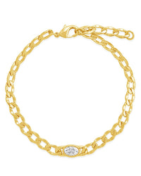 Rebel Station CZ Curb Chain Bracelet - Sterling Forever