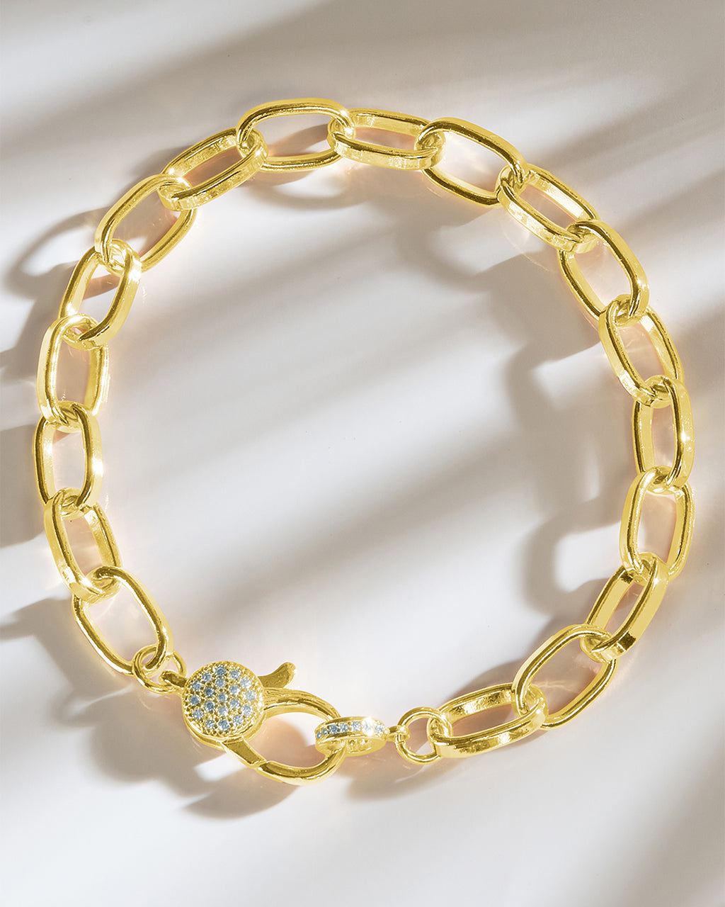 Tove CZ Clasp & Paperclip Chain Bracelet