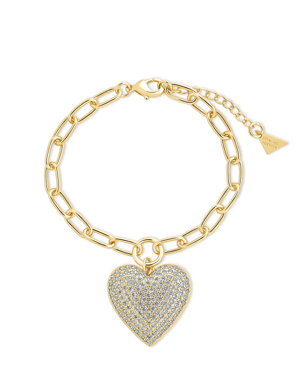 Disco Heart CZ Statement Bracelet - Sterling Forever