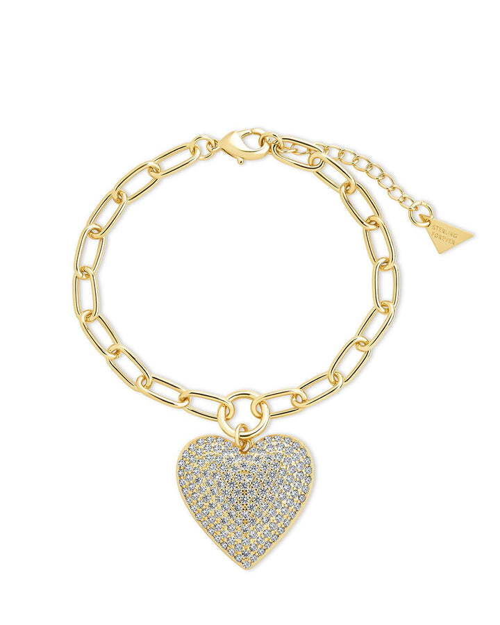 Disco Heart CZ Statement Bracelet