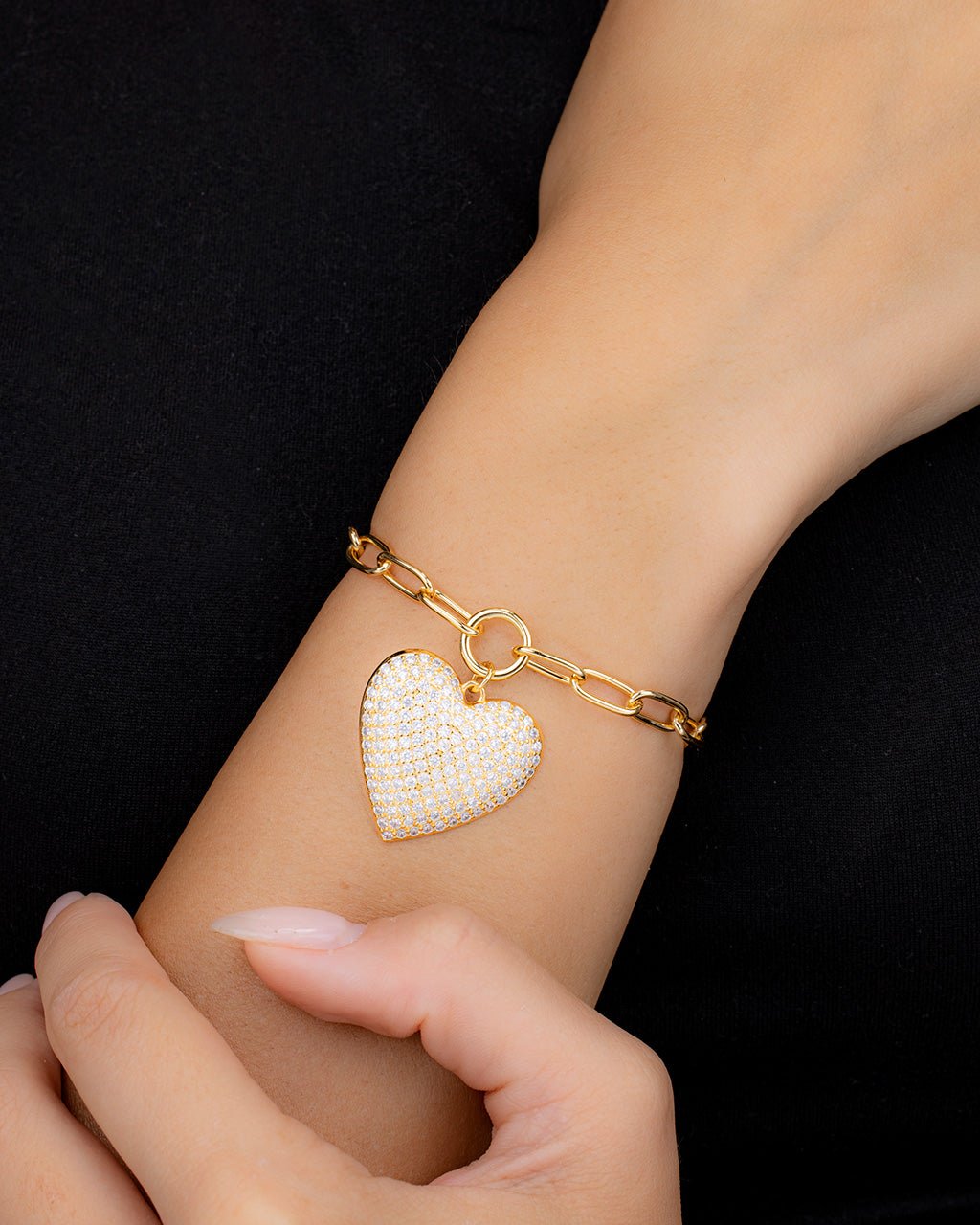 Disco Heart CZ Statement Bracelet - Sterling Forever