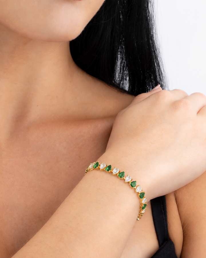 Emerald Pear Cut Tennis Bracelet