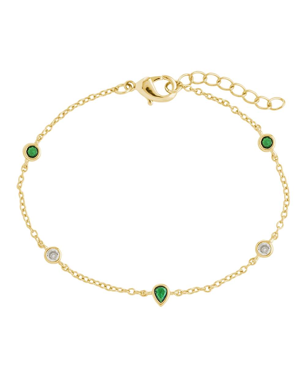 Pear and Round CZ Station Bracelet
