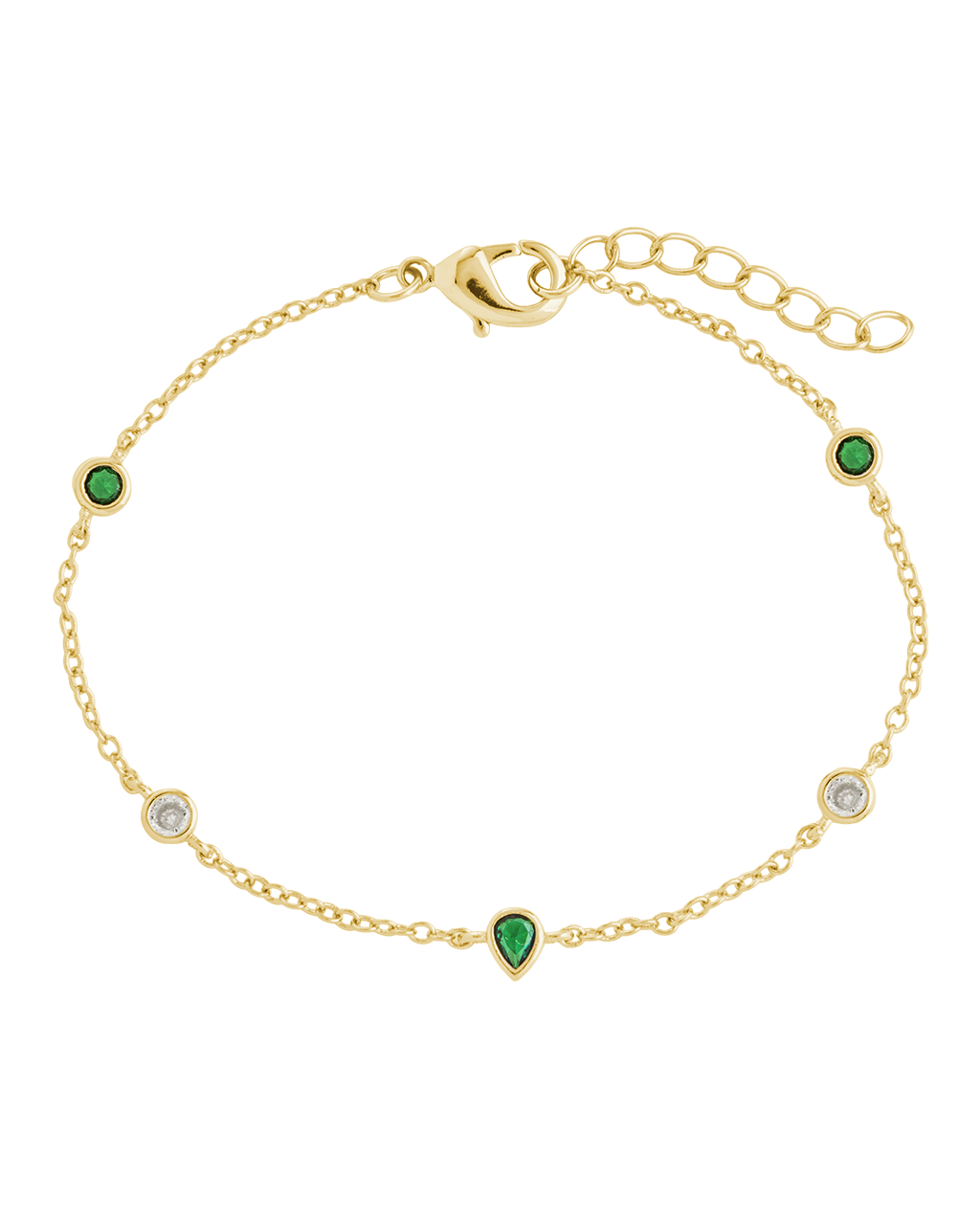 Pear and Round CZ Station Bracelet