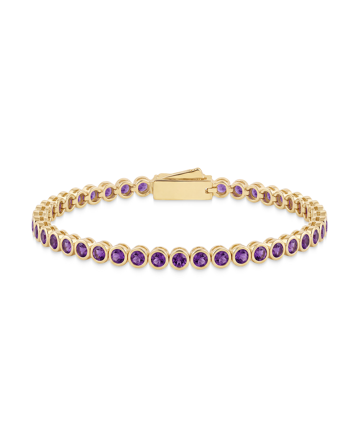 Helene Amethyst CZ Bezel Eternity Tennis Bracelet