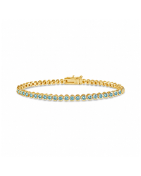 Helene Aquamarine CZ Bezel Eternity Tennis Bracelet