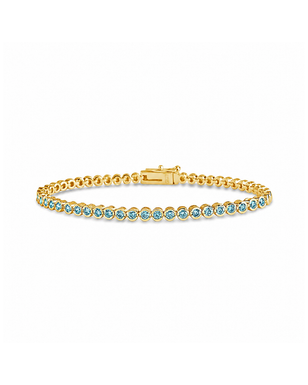 Helene Aquamarine CZ Bezel Eternity Tennis Bracelet