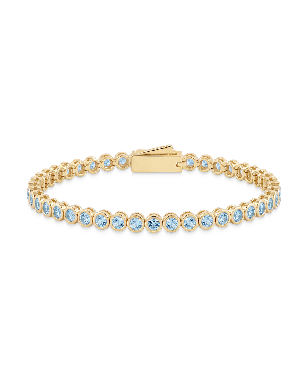 Aquamarine CZ Helene Bezel Eternity Tennis Bracelet