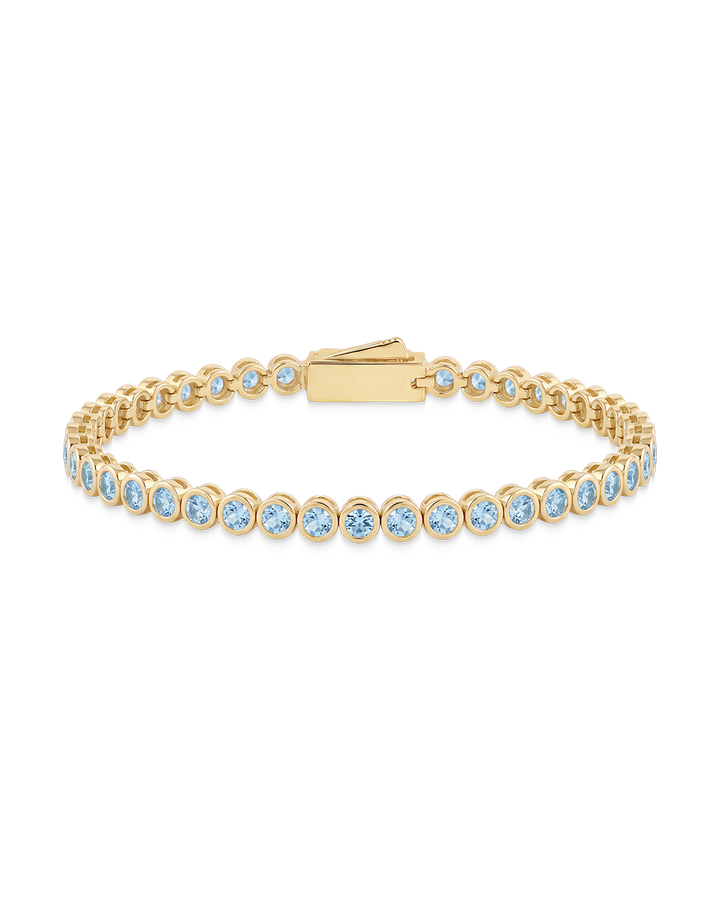 Aquamarine CZ Helene Bezel Eternity Tennis Bracelet