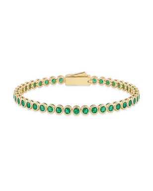 Helene Emerald CZ Bezel Eternity Tennis Bracelet