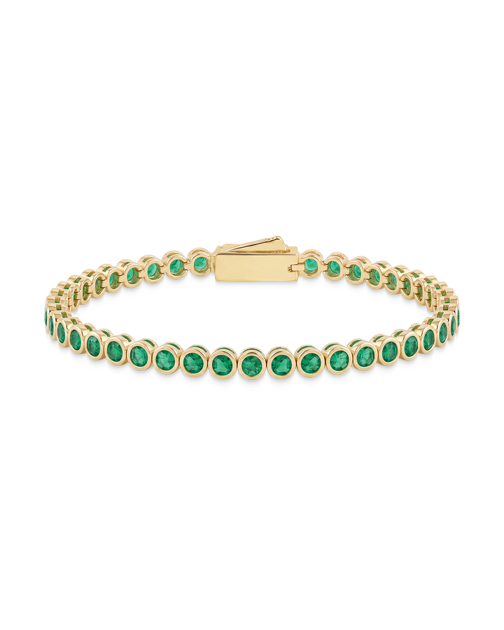 Helene Emerald CZ Bezel Eternity Tennis Bracelet
