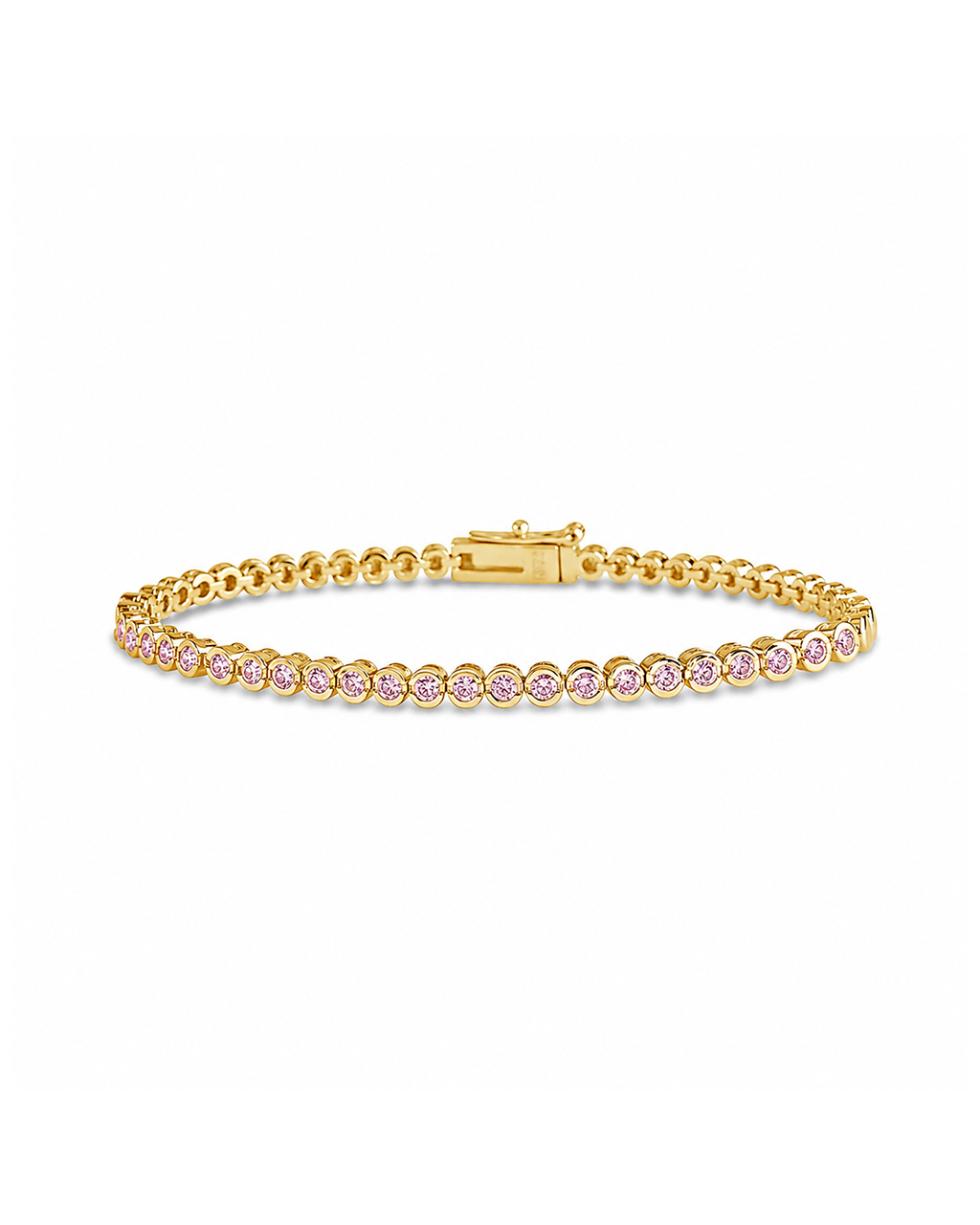 Helene Light Pink CZ Bezel Eternity Tennis Bracelet
