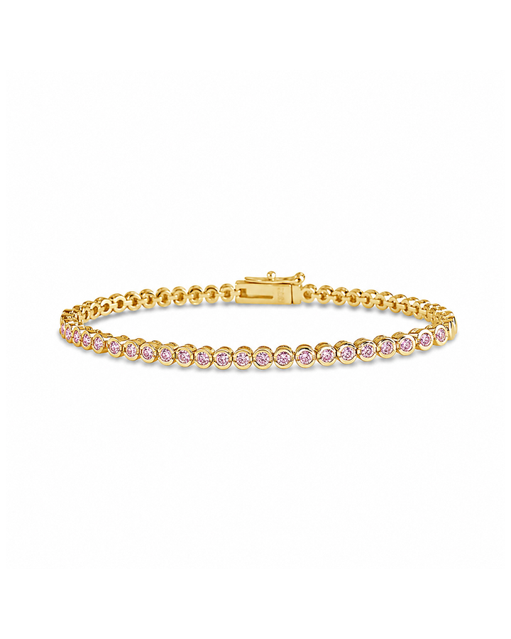 Helene Light Pink CZ Bezel Eternity Tennis Bracelet