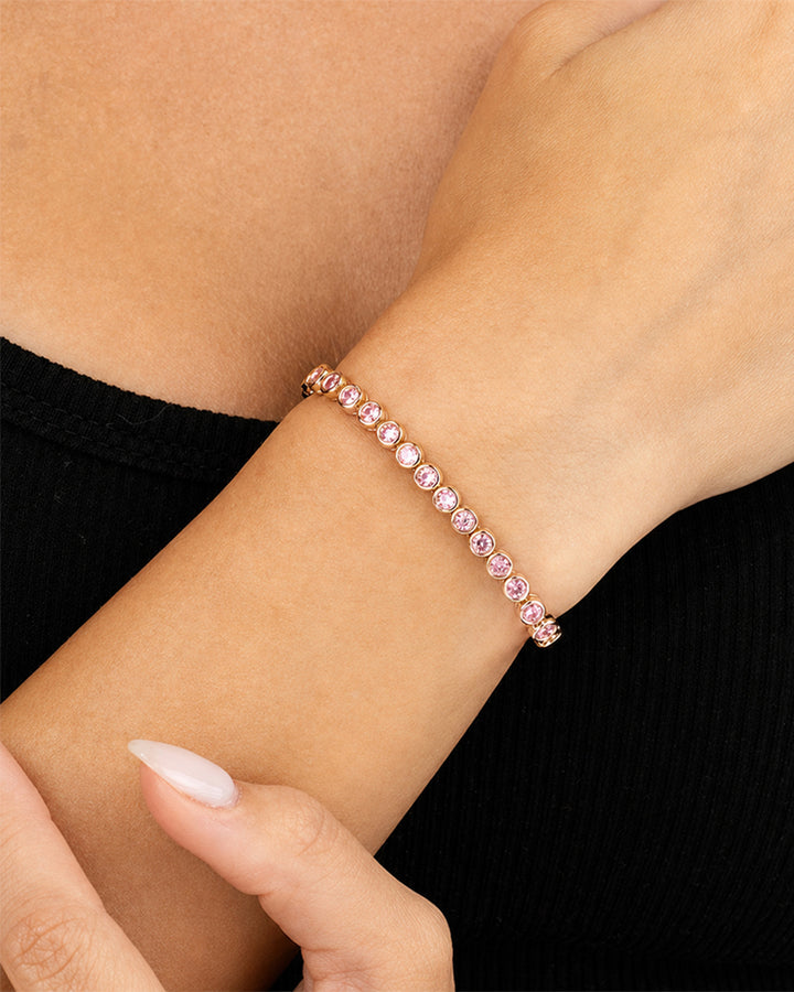 Helene Light Pink CZ Bezel Eternity Tennis Bracelet