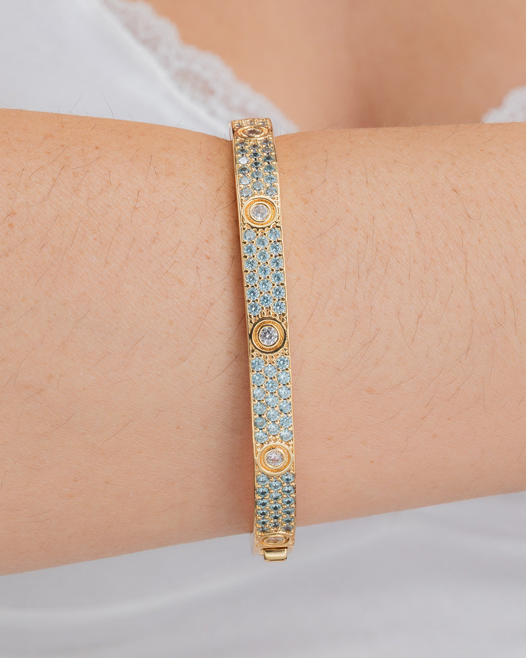 Lumière Aquamarine CZ Bangle