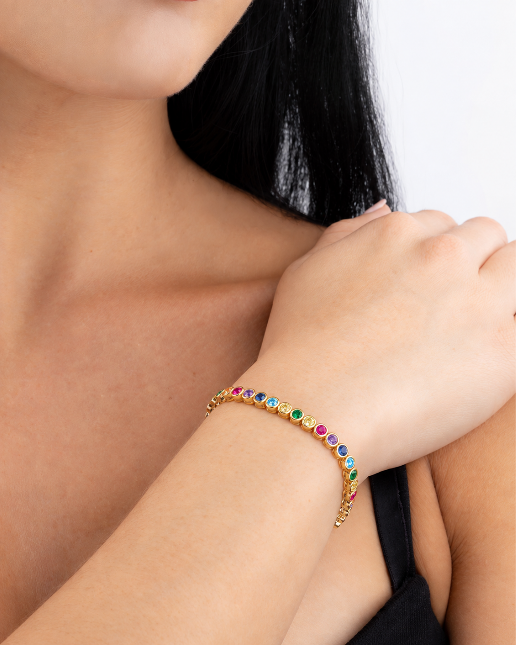 Helene Bezel Rainbow CZ Tennis Bracelet