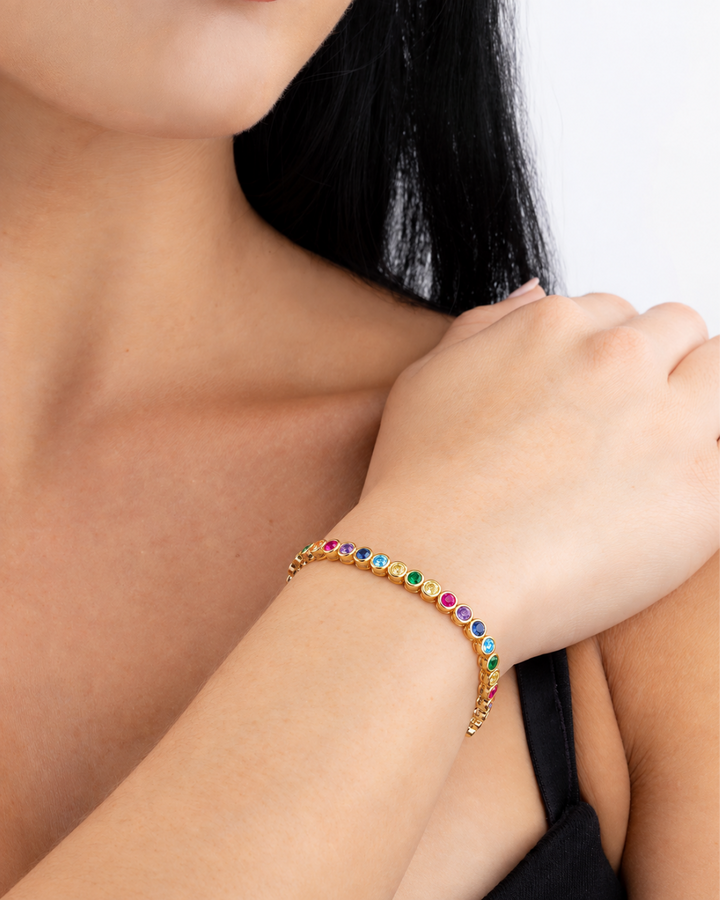 Helene Bezel Rainbow CZ Tennis Bracelet