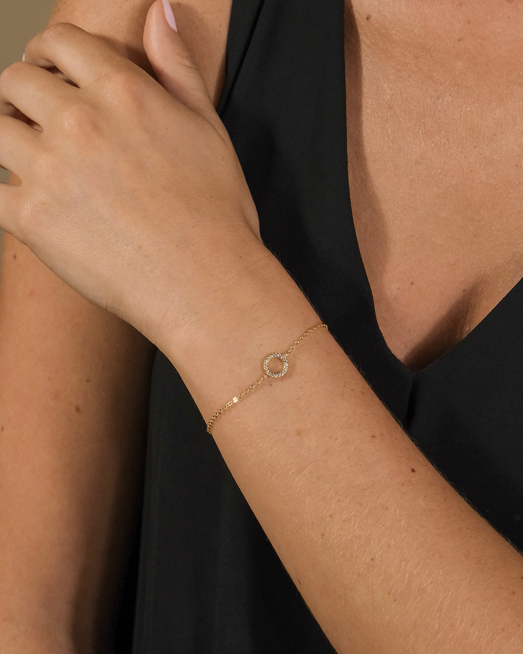 Sterling Silver CZ Open Circle Bracelet